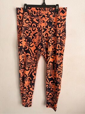 Reebok Orange and Black Graphic Logo Leggings - Women